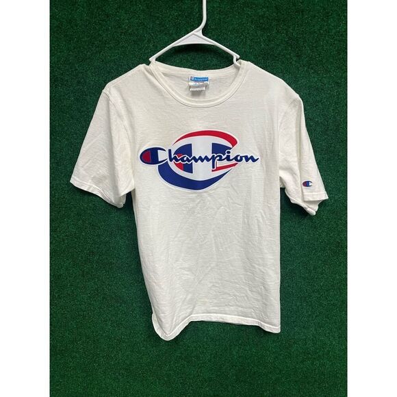 90s Champion HUGE Logo Sz Medium White T-Shirt Unisex - Picture 1 of 7